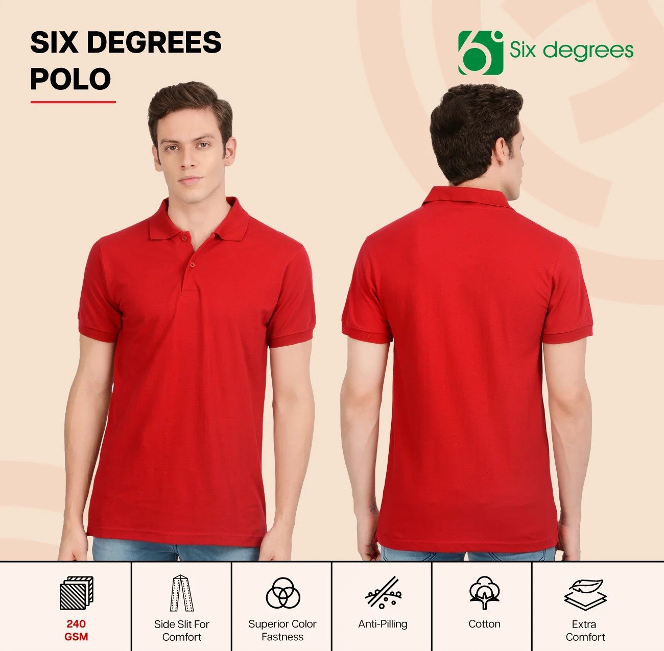 Comfortable 6 DEGREES POLO for Top Wear online India