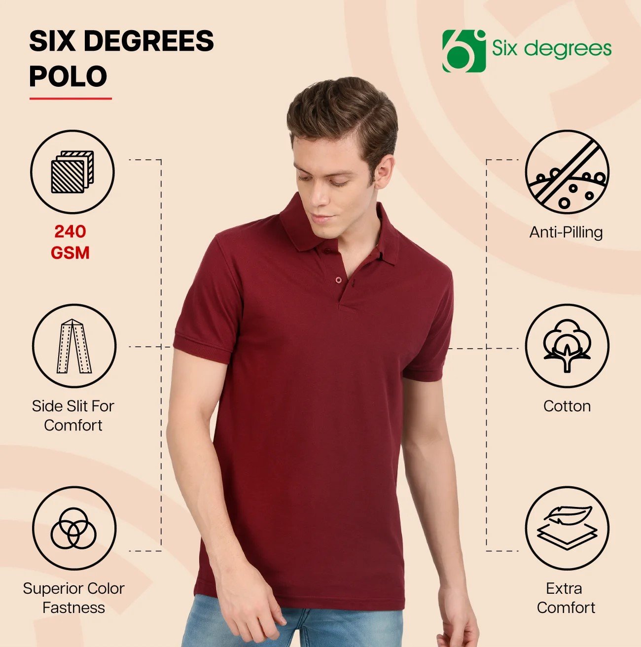 Comfortable 6 DEGREES POLO for Top Wear online India