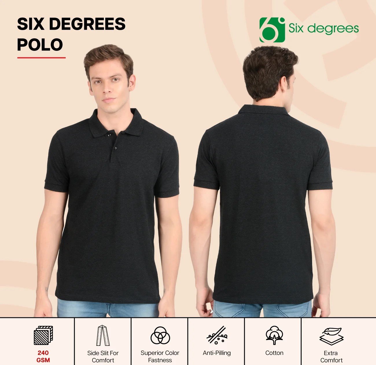 Comfortable 6 DEGREES POLO for Top Wear online India