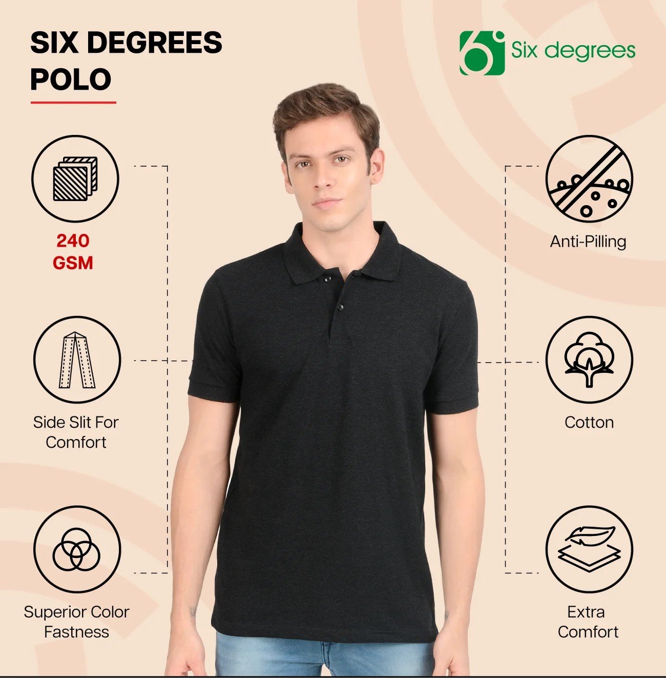 Comfortable 6 DEGREES POLO for Top Wear online India