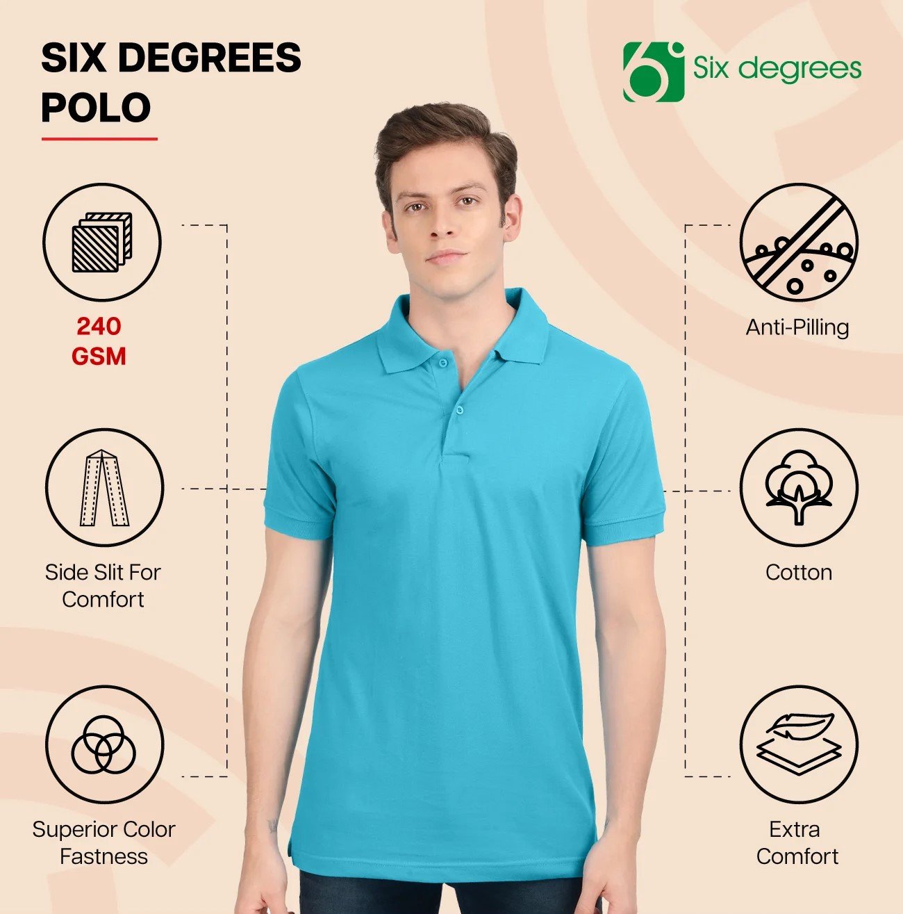 White 6 DEGREES POLO T Shirt for Top Wear online India