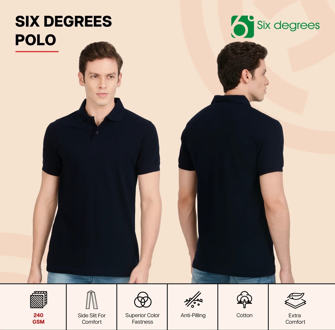 White 6 DEGREES POLO T Shirt for Top Wear online India