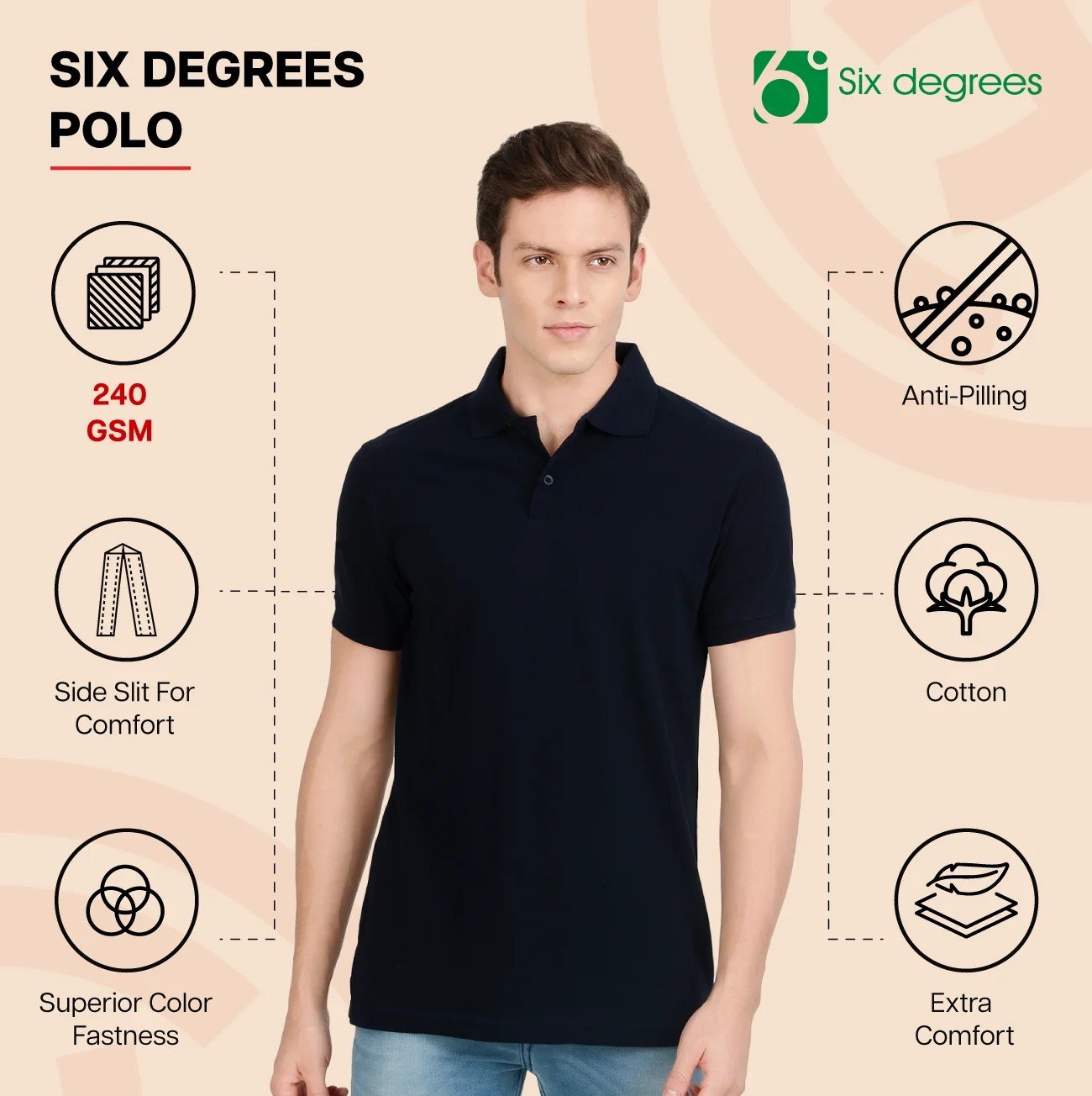 White 6 DEGREES POLO T Shirt for Top Wear online India