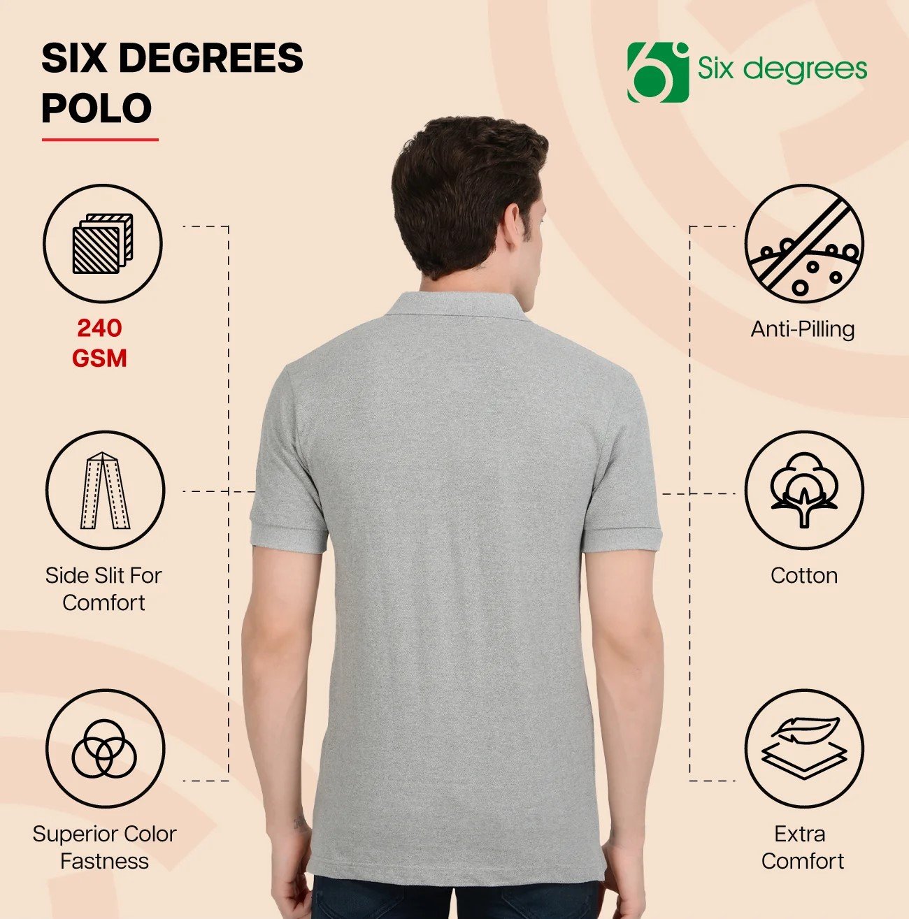 White 6 DEGREES POLO T Shirt for Top Wear online India