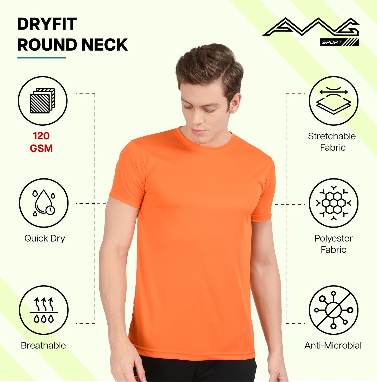 Men's DRY FIT ROUND NECK plain T Shirts for Top Wear online India