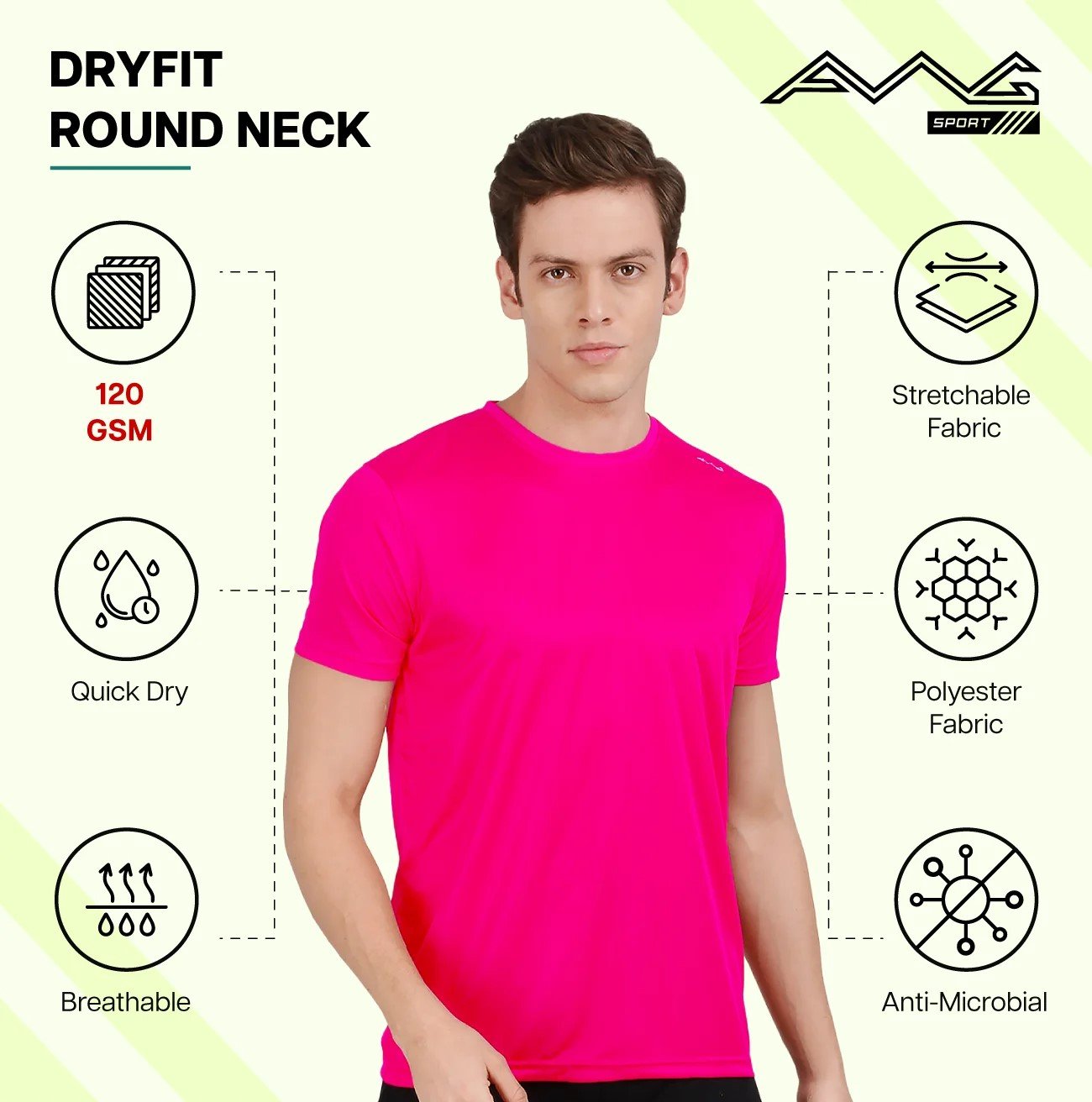 Men's DRY FIT ROUND NECK plain T Shirts for Top Wear online India