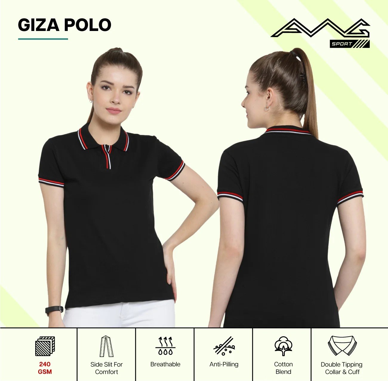 White GIZA POLO T Shirts for Women for Western Wear online India