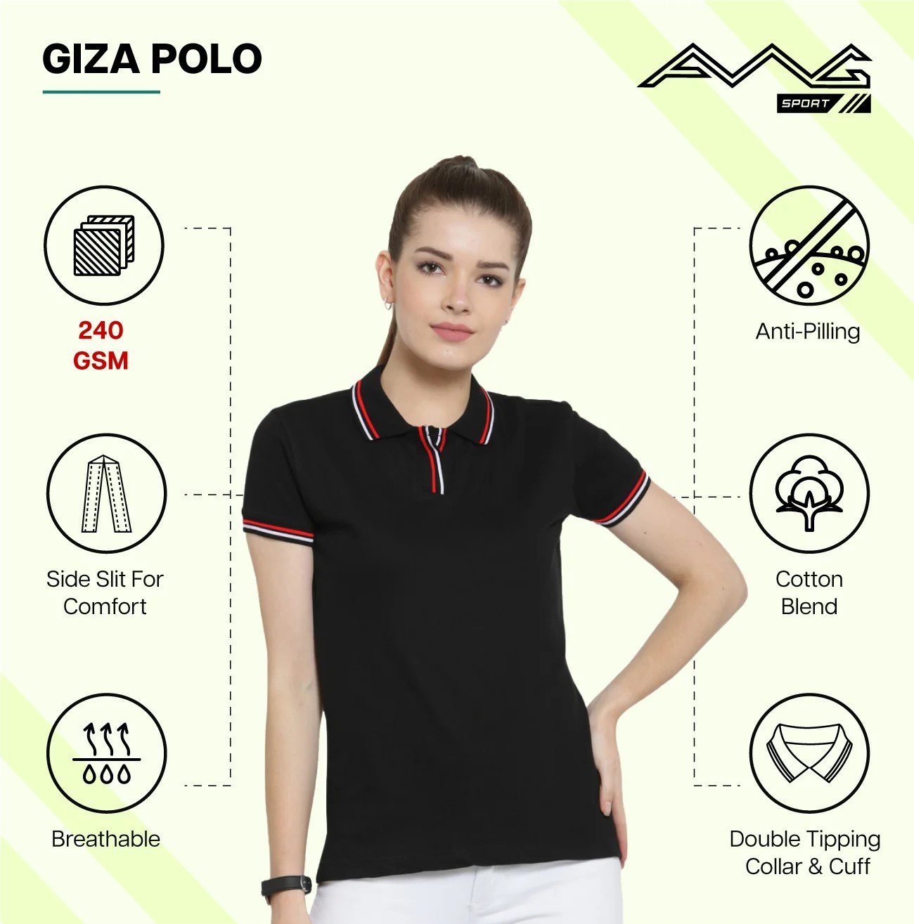 White GIZA POLO T Shirts for Women for Western Wear online India