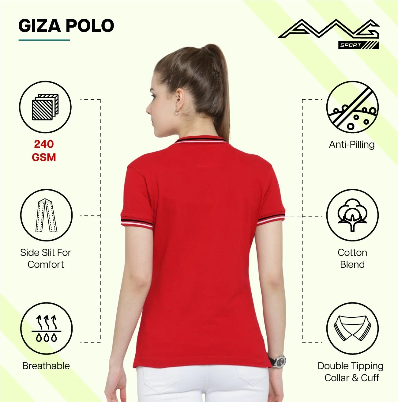 White GIZA POLO T Shirts for Women for Western Wear online India