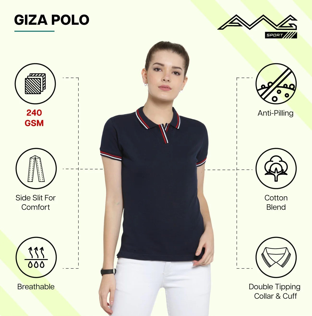 White GIZA POLO T Shirts for Women for Western Wear online India