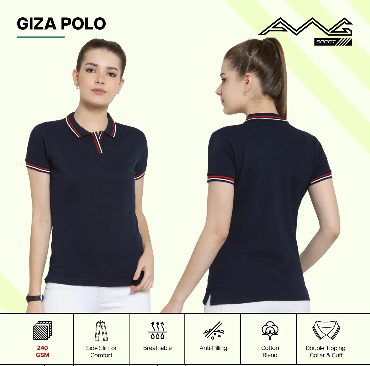 White GIZA POLO T Shirts for Women for Western Wear online India