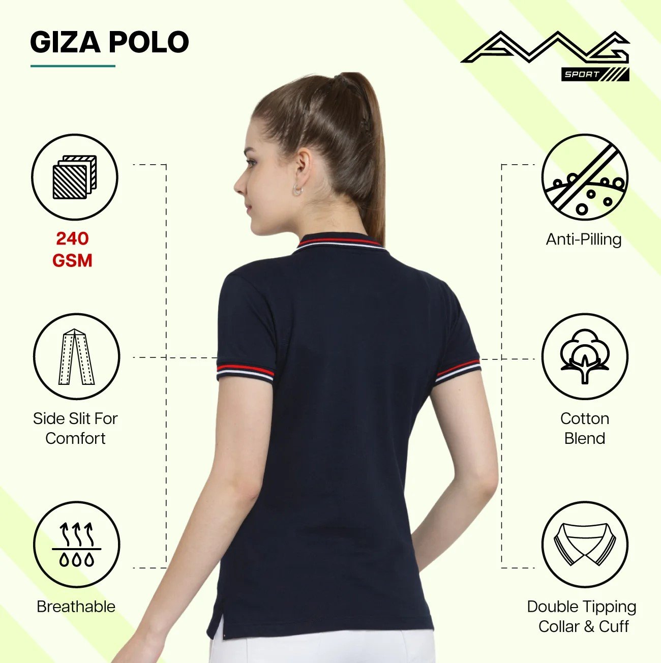 White GIZA POLO T Shirts for Women for Western Wear online India