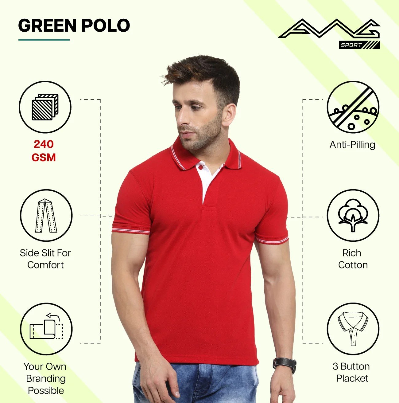 Men’s GREEN POLO T-Shirt for Top Wear online India