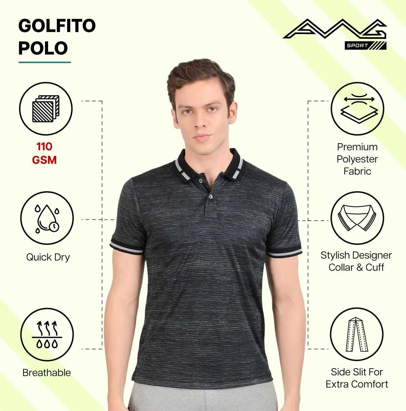 GOLFITO MAROON POLO DRY FIT T-SHIRT for Top Wear online India