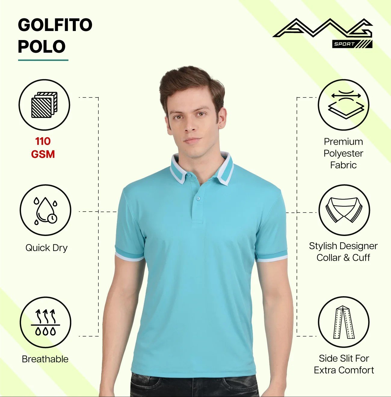 GOLFITO MAROON POLO DRY FIT T-SHIRT for Top Wear online India