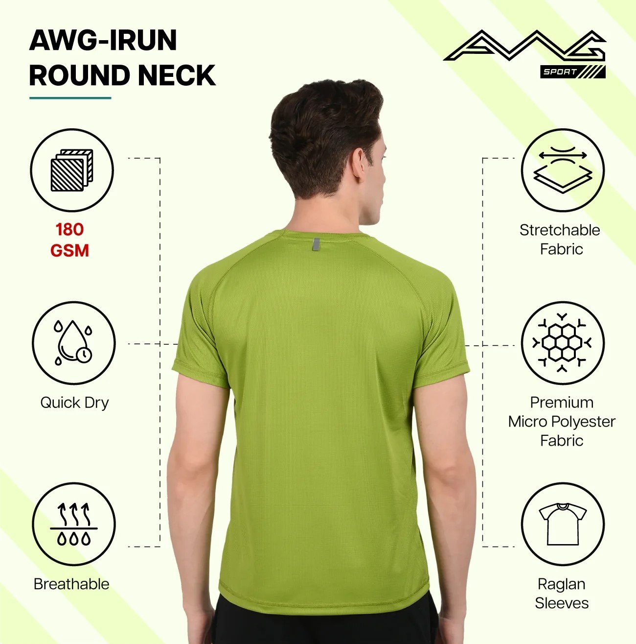 AWG-IRUN ROUND NECK DRY FIT T-Shirt for Top Wear online India