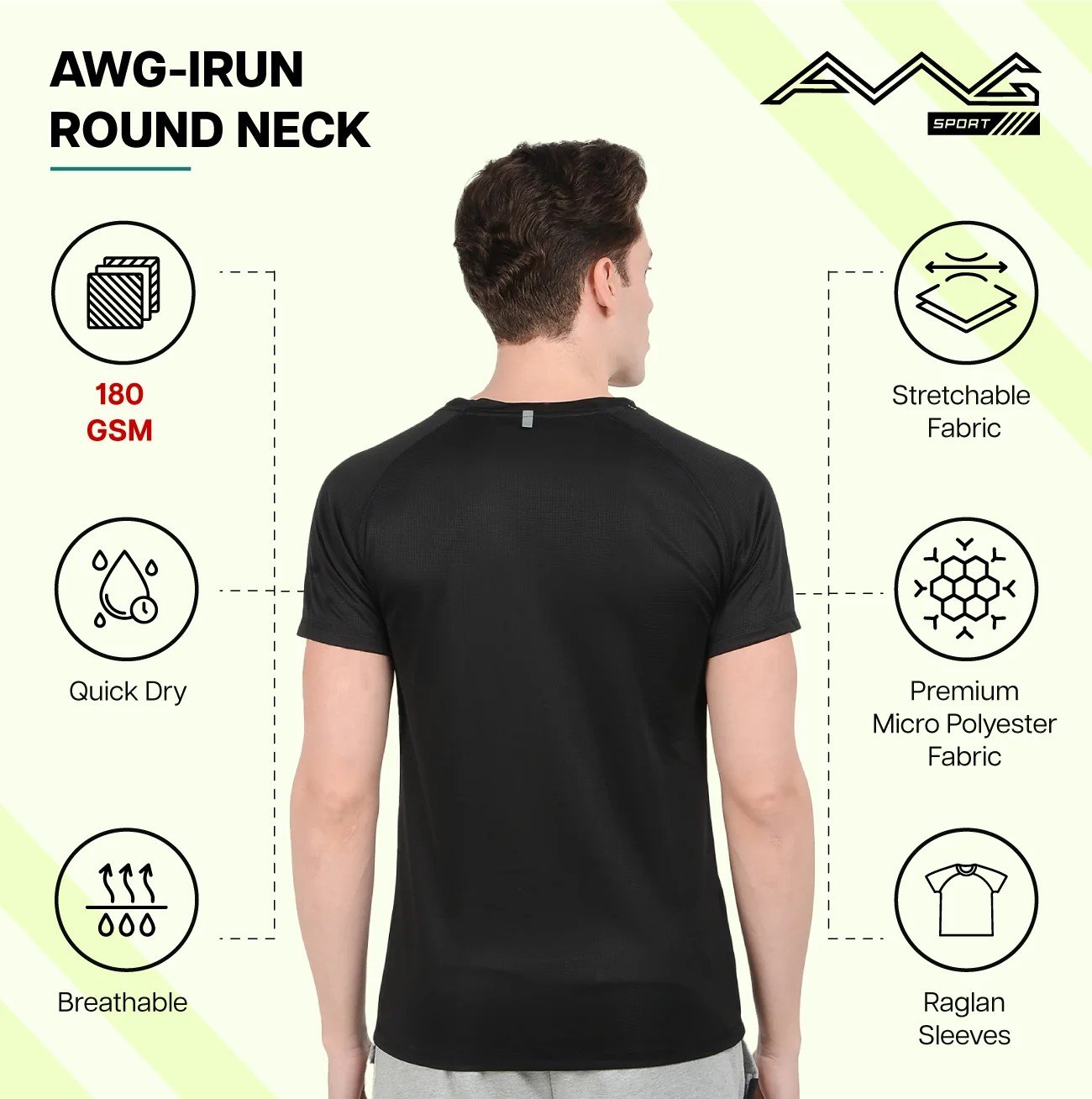 AWG-IRUN ROUND NECK DRY FIT T-Shirt for Top Wear online India