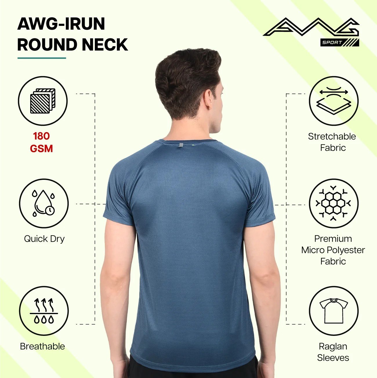 AWG-IRUN ROUND NECK DRY FIT T-Shirt for Top Wear online India