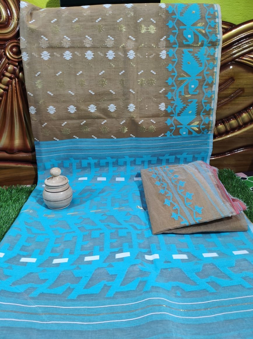 Women’s Jamdani Cotton Sarees with Blouse Piece – Traditional Handwoven Style Saree Collection for Ethnic Wear online India