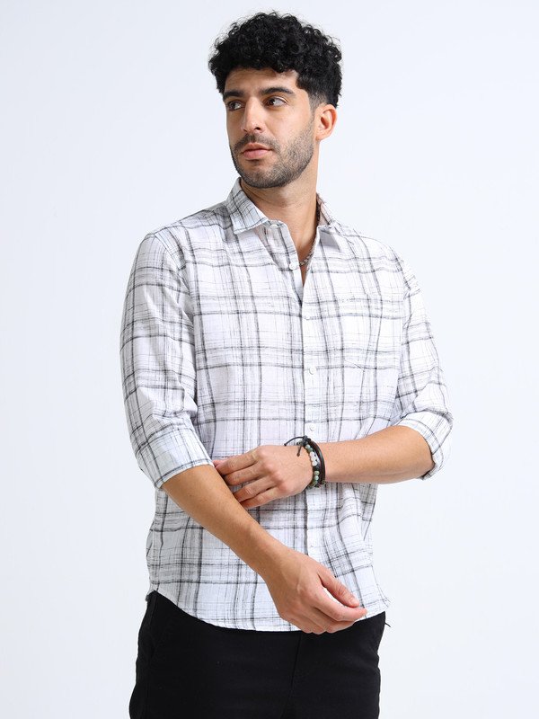Men’s Checked Full Sleeve Shirt | Slim Fit Casual Cotton Shirt for Top Wear online India