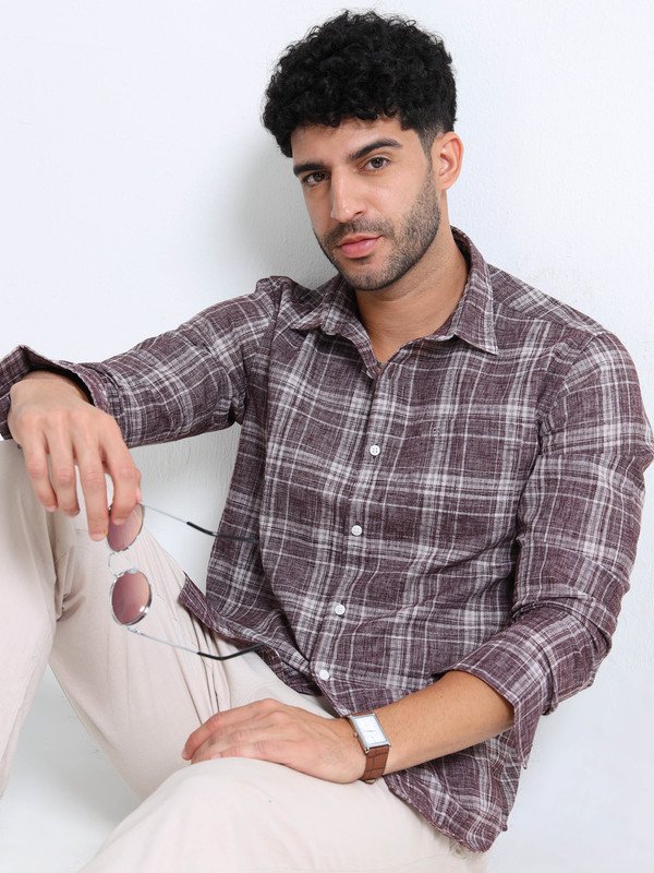 Men’s Checked Full Sleeve Shirt | Slim Fit Casual Cotton Shirt for Top Wear online India