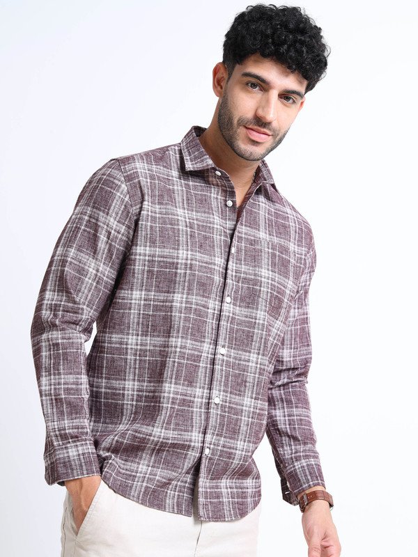 Men’s Checked Full Sleeve Shirt | Slim Fit Casual Cotton Shirt for Top Wear online India