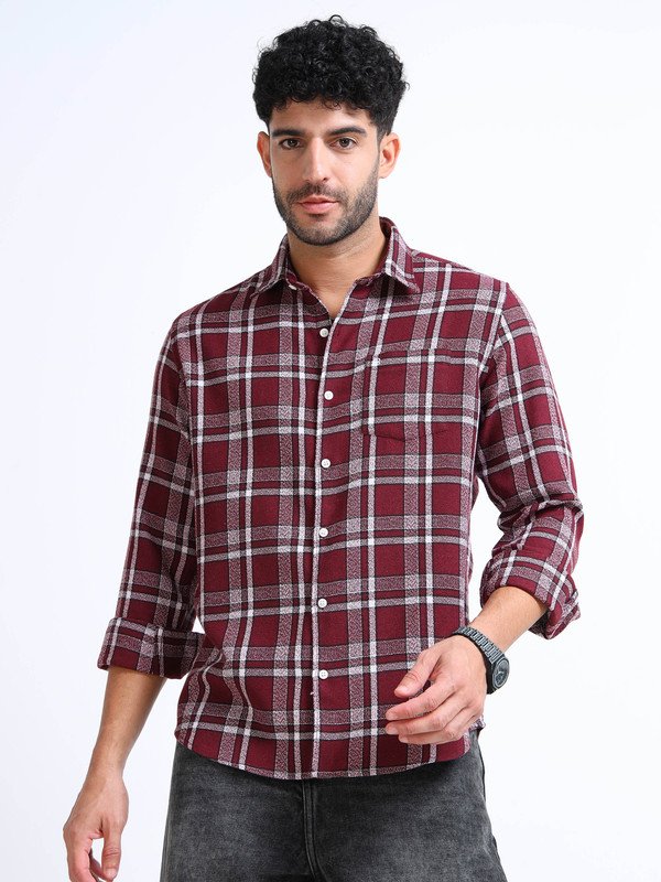Men’s Plaid Casual Shirt | Full Sleeve | Button-Down | Regular Fit | Smart Casual Wear for Top Wear online India