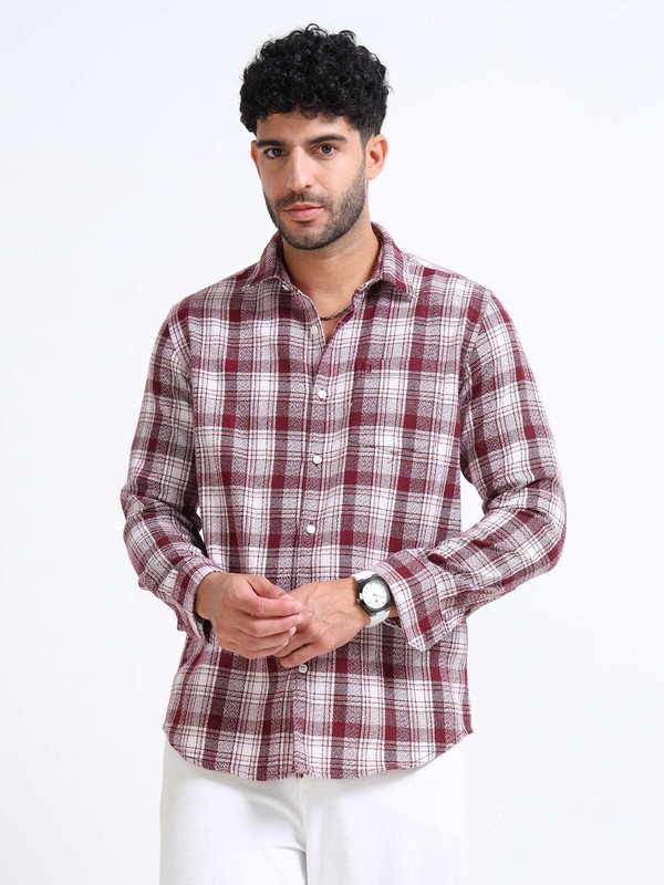 Men’s Plaid Casual Shirt | Full Sleeve | Button-Down | Regular Fit | Smart Casual Wear for Top Wear online India