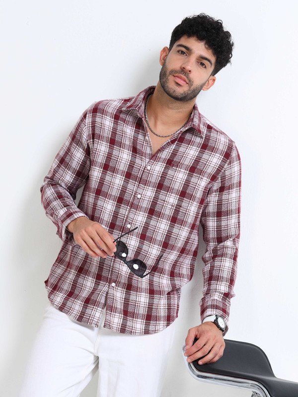 Men’s Plaid Casual Shirt | Full Sleeve | Button-Down | Regular Fit | Smart Casual Wear for Top Wear online India