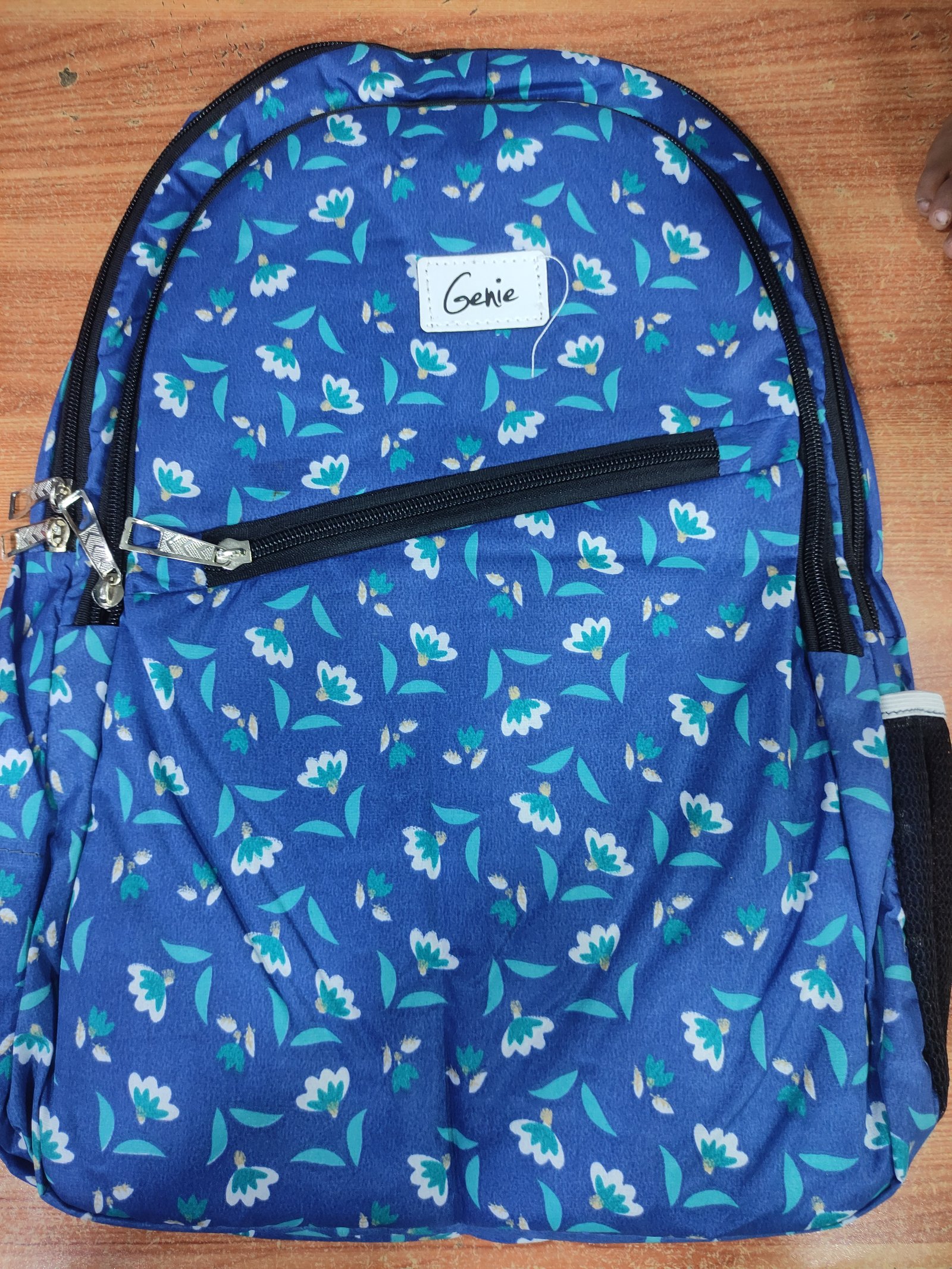 Genie Floral Print Lightweight School Backpack for Girls | Casual Travel Daypack with Front Zip Pocket