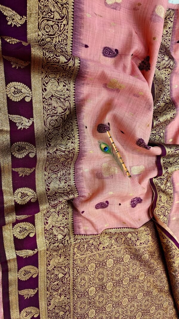 Handwoven Mahabalipuram Silk Saree with Deep Wine Gold Zari Contrast Border for Ethnic Wear online India