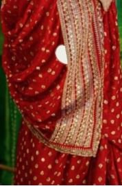 Traditional  Bridal Red Khadi Handcrafted Designer Saree with Gold Buti & Heavy Traditional Border for Ethnic Wear online India