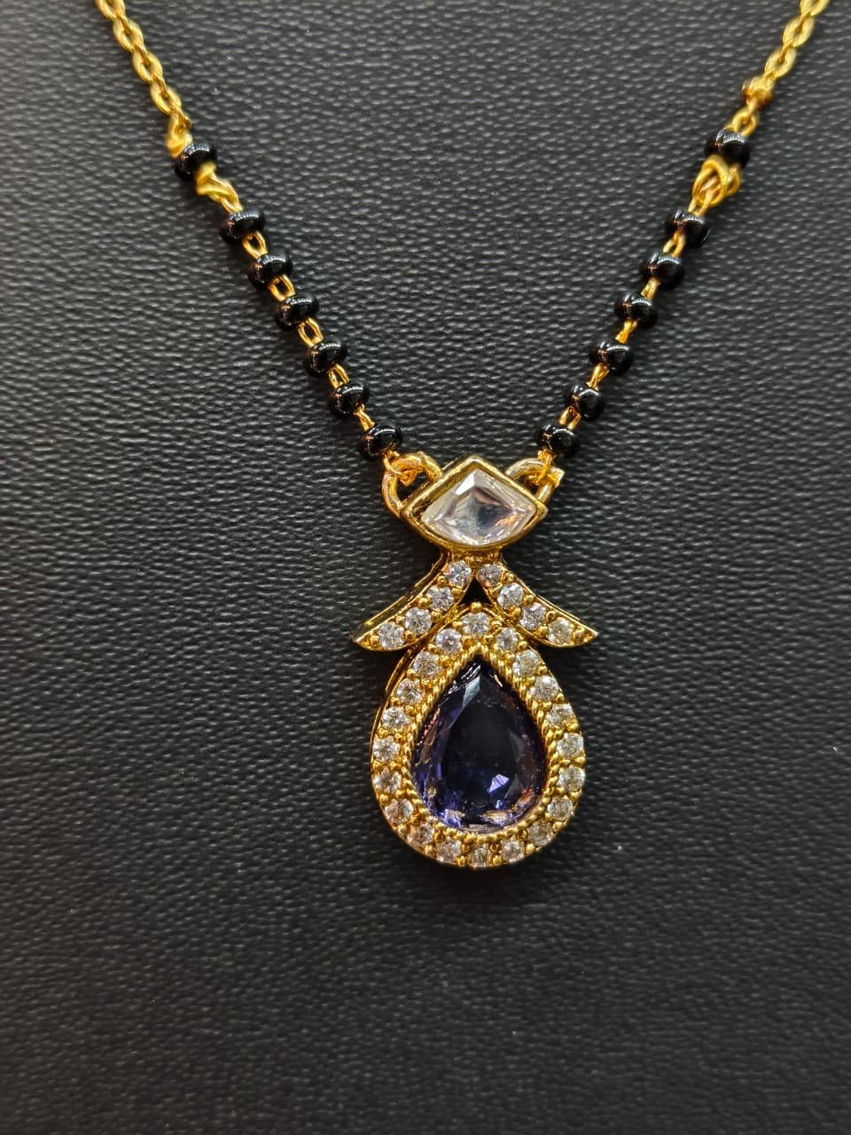 Black Beads Mehandi Polish Pendant Mangal sutra Necklace 18" Inch for Jewellery online India