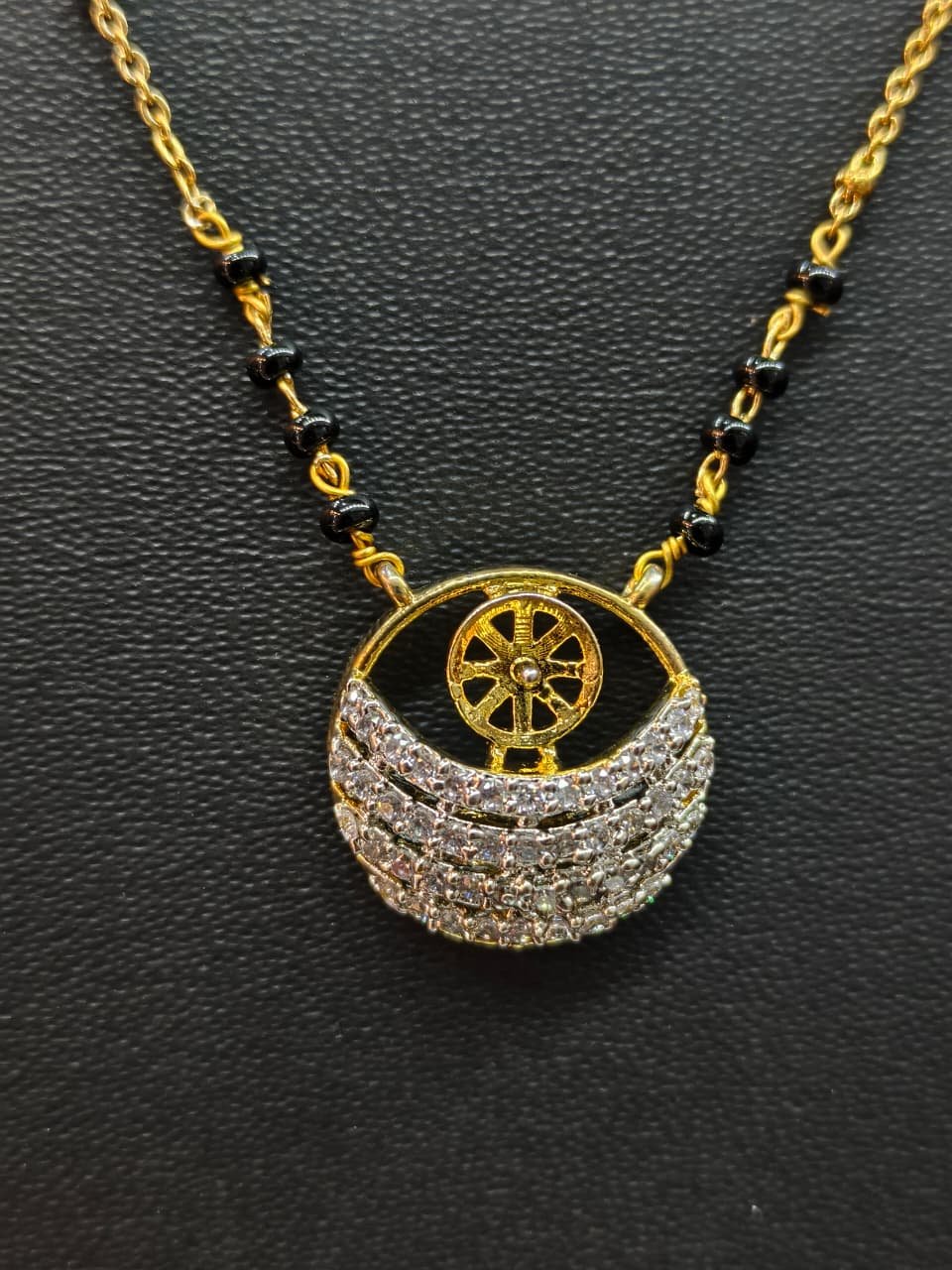 Black Beads GJ Polish Designer Pendant Mangal sutra Necklace 18" Inch for Jewellery online India