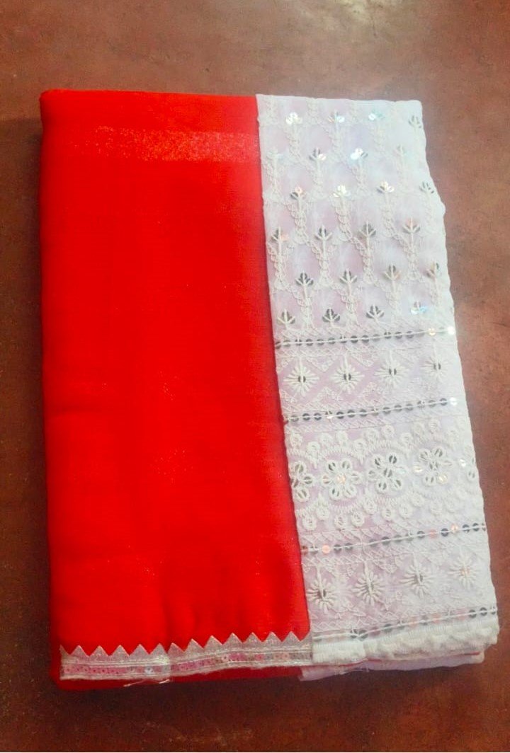 Elegant Linen Cotton Saree for Women with White Embroidered Border for Ethnic Wear online India