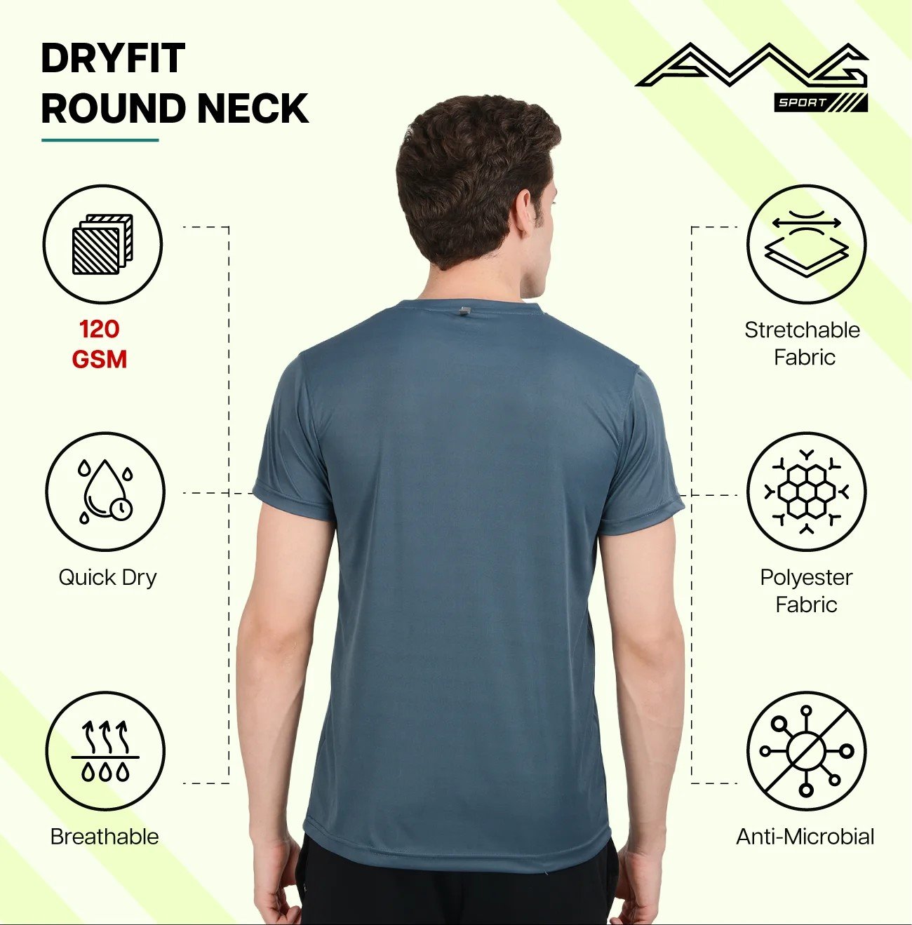 Men's DRY FIT ROUND NECK plain T Shirts for Top Wear online India