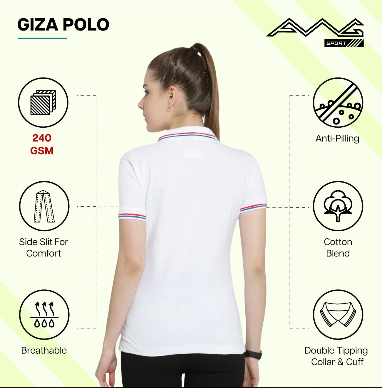 White GIZA POLO T Shirts for Women for Western Wear online India