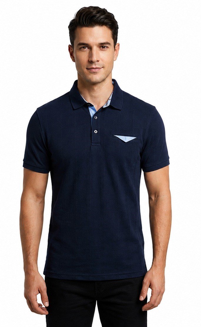 Mens navy blue collar t-shirt