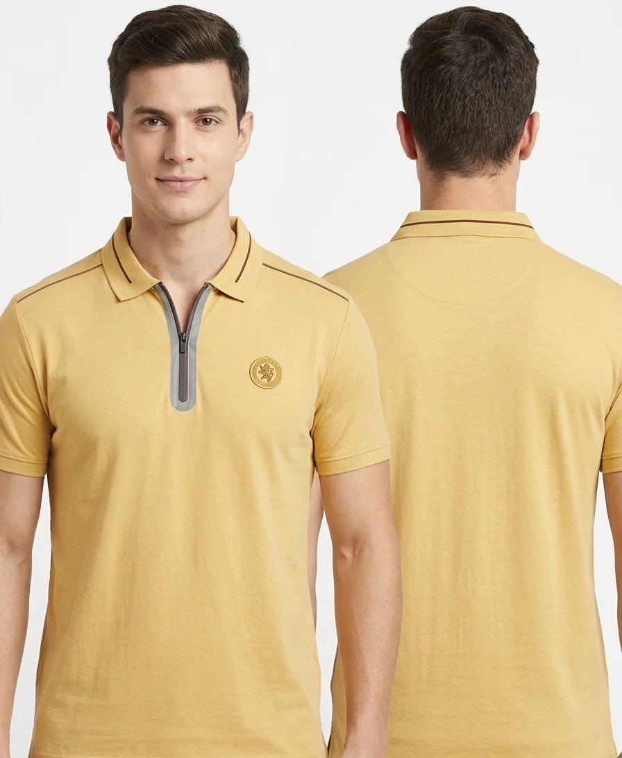 Men's mustard yellow collar t-shirt