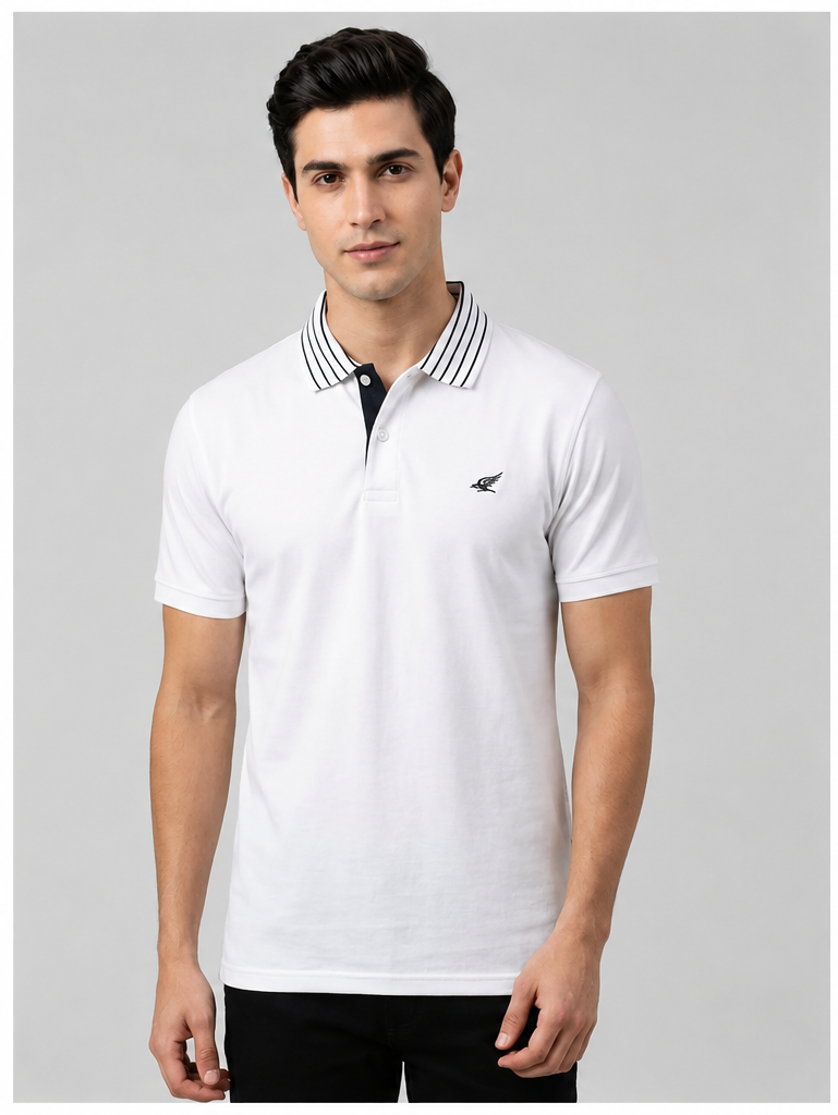 Mens Elegant White Collar T- Shirt