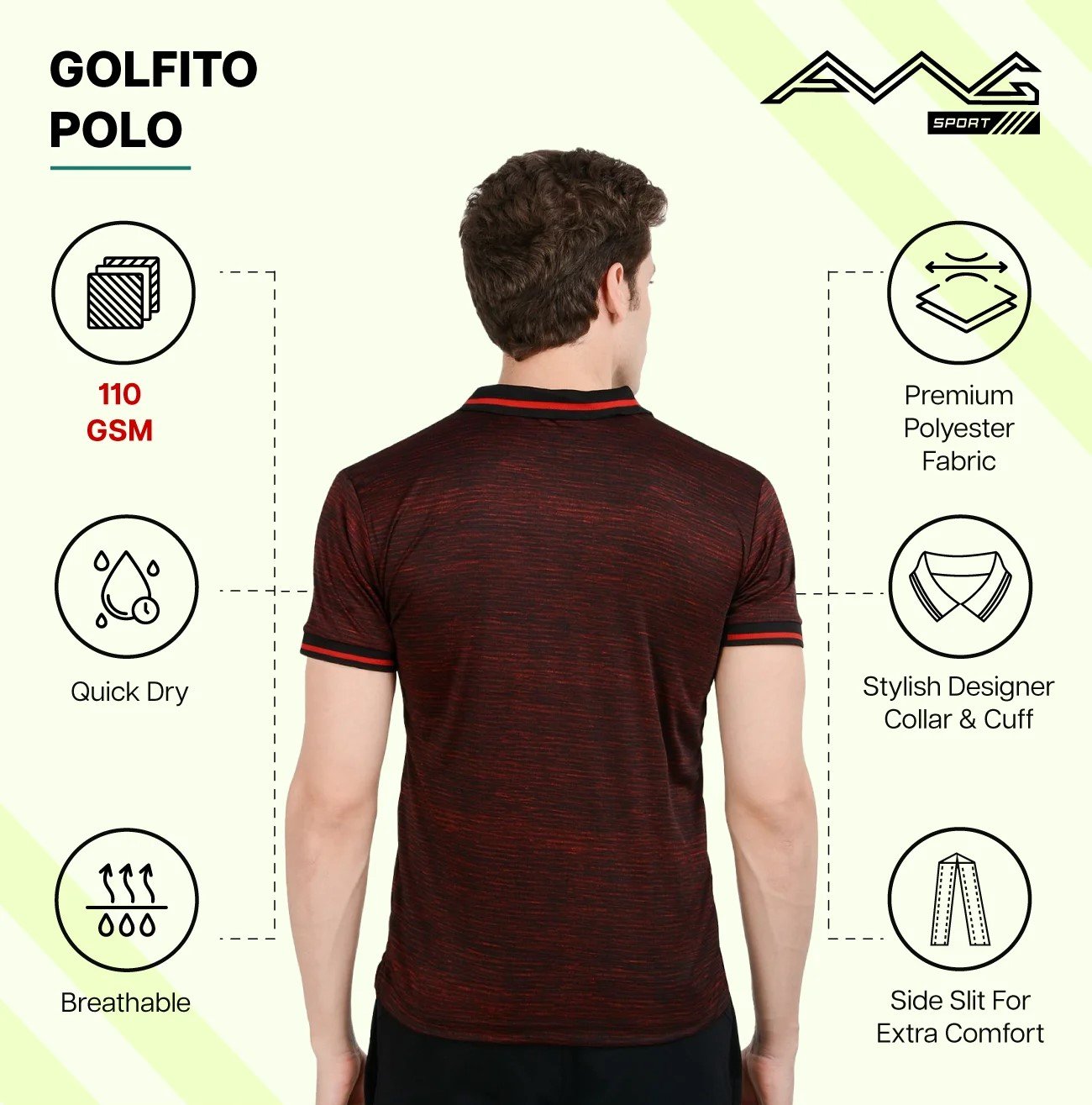 GOLFITO MAROON POLO DRY FIT T-SHIRT for Top Wear online India
