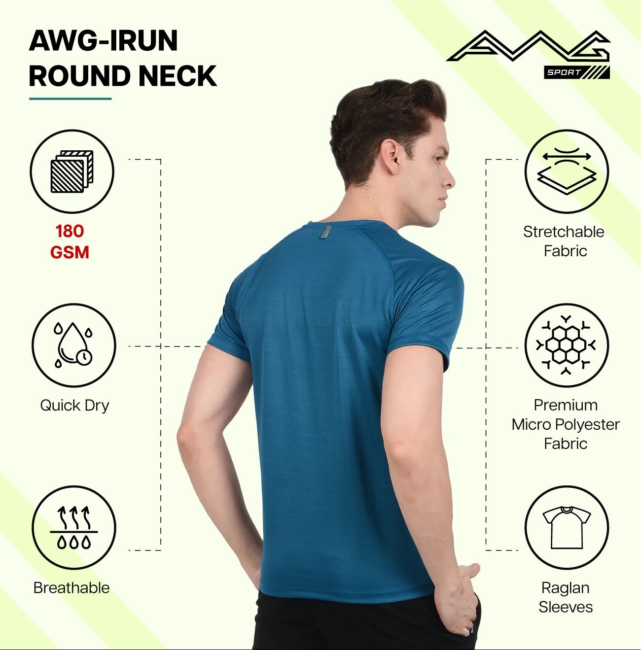 AWG-IRUN ROUND NECK DRY FIT T-Shirt for Top Wear online India
