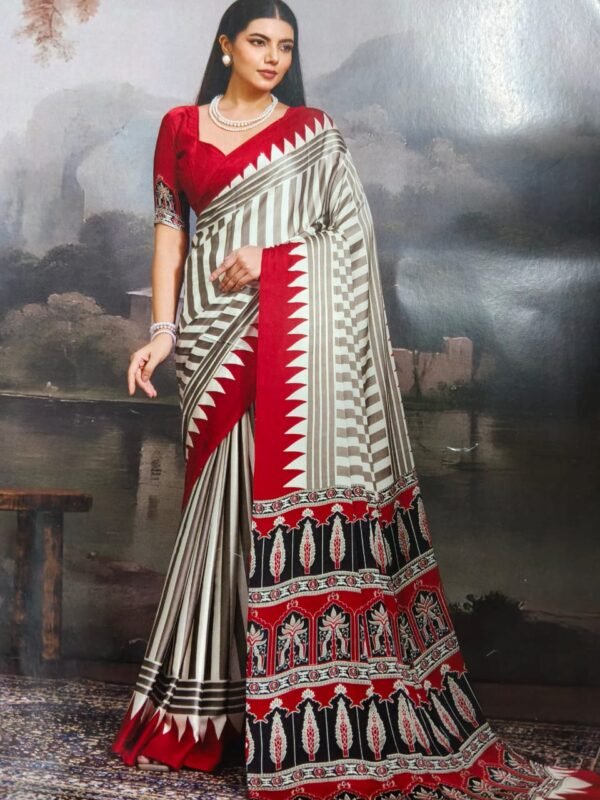 Elegant Pure Handcrafted Ajrakh Modal Silk Saree for Ethnic Wear online India