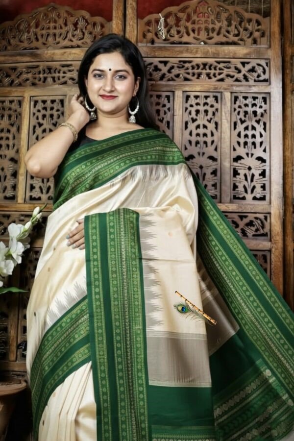 Premium Handwoven Tussar Silk Saree with Traditional Border & Rich Ethnic Pallu Free Size with Blouse Piece for Ethnic Wear online India