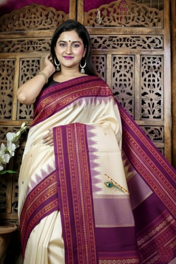 Premium Handwoven Tussar Silk Saree with Traditional Border & Rich Ethnic Pallu Free Size with Blouse Piece for Ethnic Wear online India
