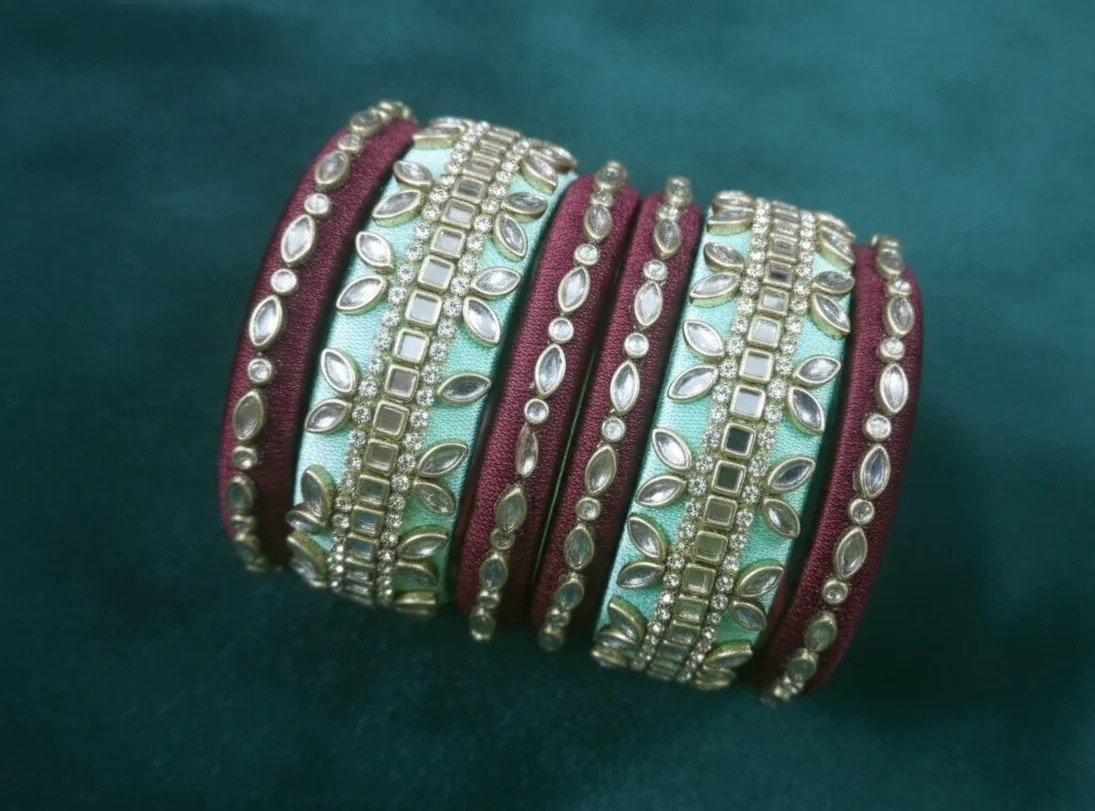 Designer Silk Thread Bangles Set | Bridal Silk Thread Bangles for Jewellery online India