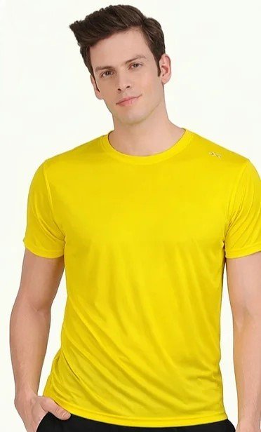 Men’s Dry Fit Round Neck Sports T-Shirt – Yellow