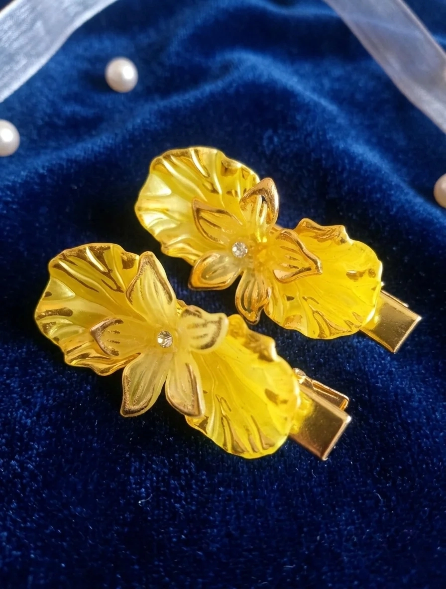 Yellow Flower Hair Clip | Floral Hair Clip for Women